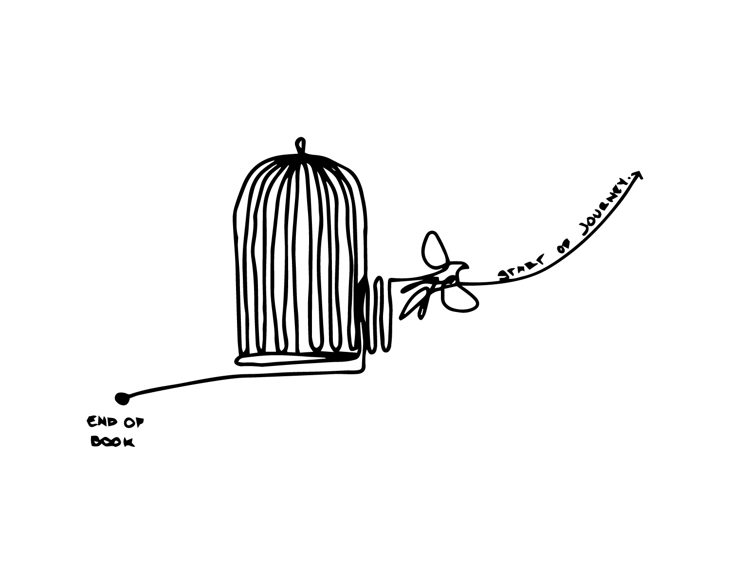 End of book, start of journey: bird leaving cage